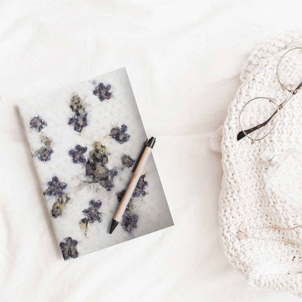 Buy Eco-printed Handmade Journal - Blue Flower print | Shop Verified Sustainable Products on Brown Living