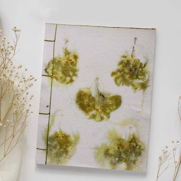 Buy Eco-printed Handmade Journal- Ochre flower print | Shop Verified Sustainable Notebooks & Notepads on Brown Living™