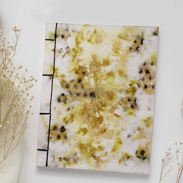Buy Eco-printed Handmade Journal- Yellow petal print | Shop Verified Sustainable Notebooks & Notepads on Brown Living™
