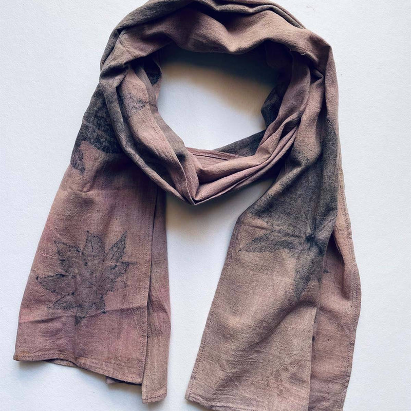 Buy Eco-printed Kala Cotton Stole - Purple with Grey | Shop Verified Sustainable Womens Scarf on Brown Living™