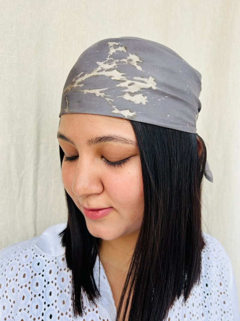Buy Eco-printed Silk Bandana - Grey | Shop Verified Sustainable Womens Accessories on Brown Living™
