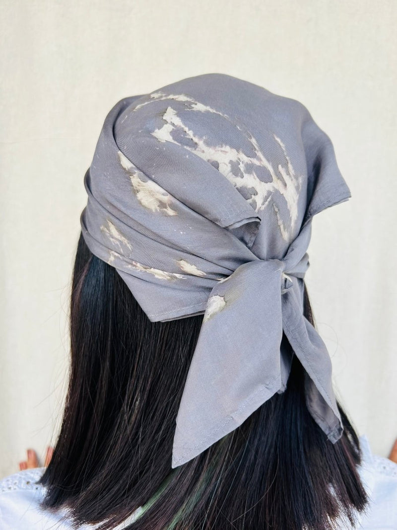 Buy Eco-printed Silk Bandana - Grey | Shop Verified Sustainable Products on Brown Living