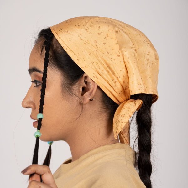 Buy Eco-printed Silk Bandana - Peach with brown dots | Shop Verified Sustainable Womens Accessories on Brown Living™
