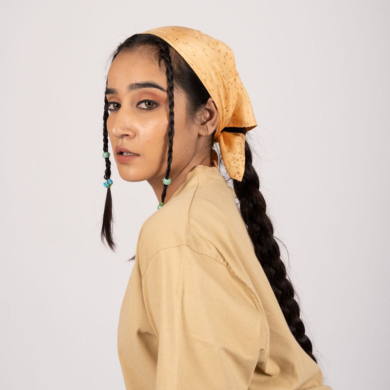 Buy Eco-printed Silk Bandana - Peach with brown dots | Shop Verified Sustainable Womens Accessories on Brown Living™