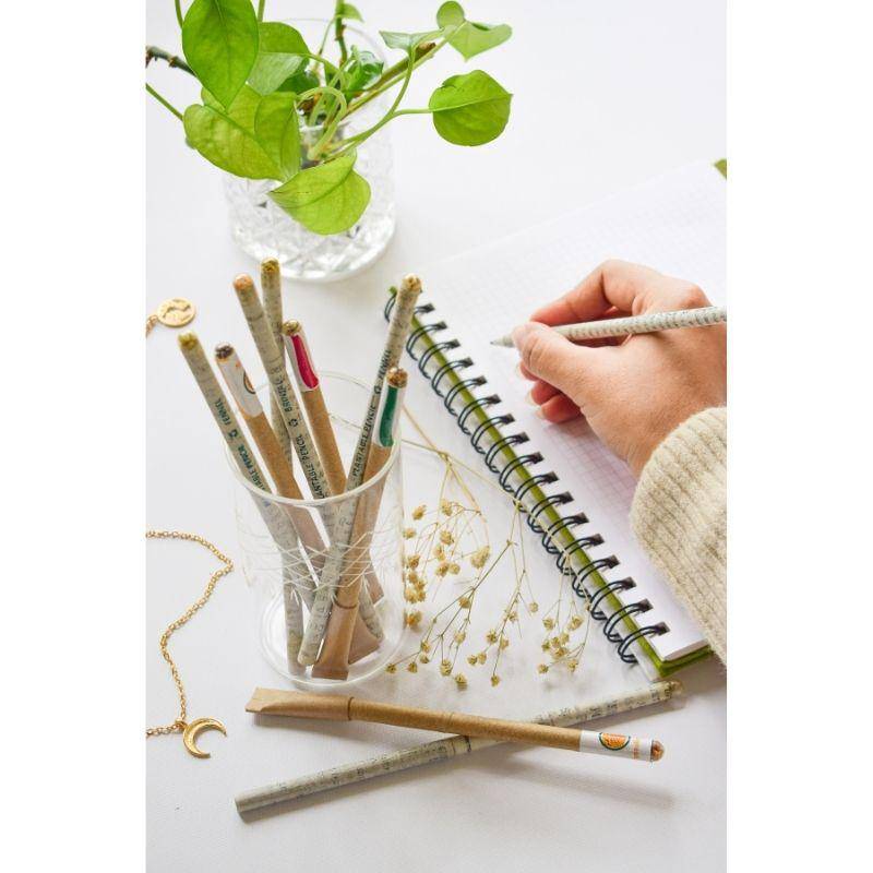 Eco Stationery | Recycled Paper Pencils & Pen with Plantable Seeds | Pack of 4 Pen and 6 Pencils | Verified Sustainable by Brown Living™