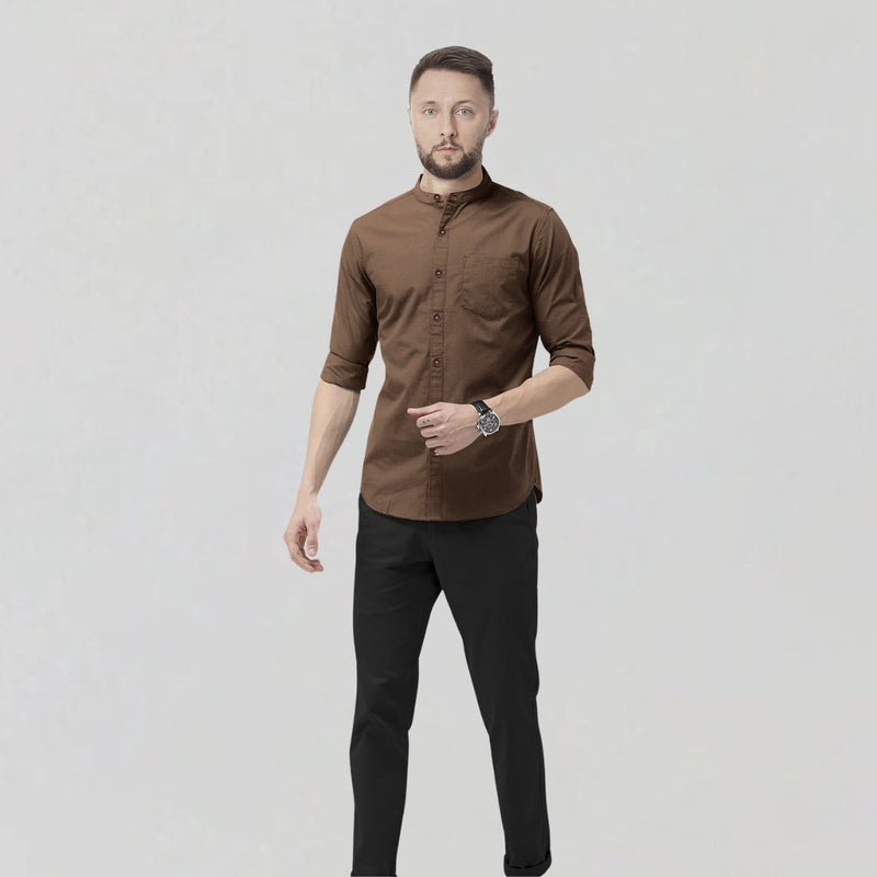 Buy Elegant Hemp Shirt in Brown | Shop Verified Sustainable Mens Shirt on Brown Living™
