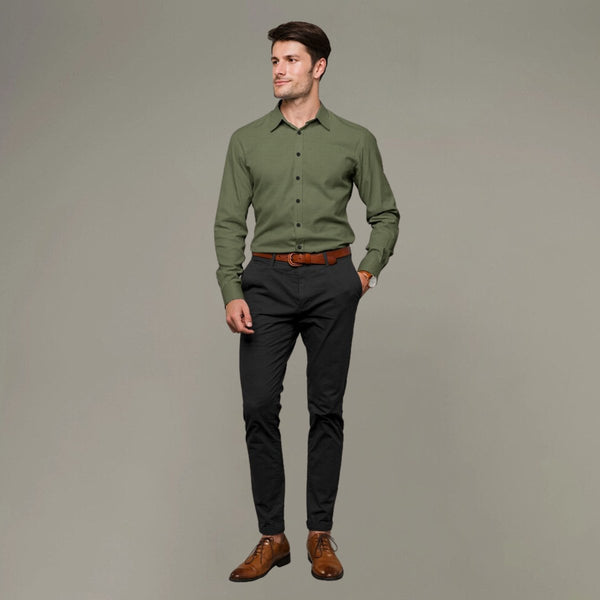 Buy Elegant Hemp Shirt in Olive Green | Shop Verified Sustainable Products on Brown Living