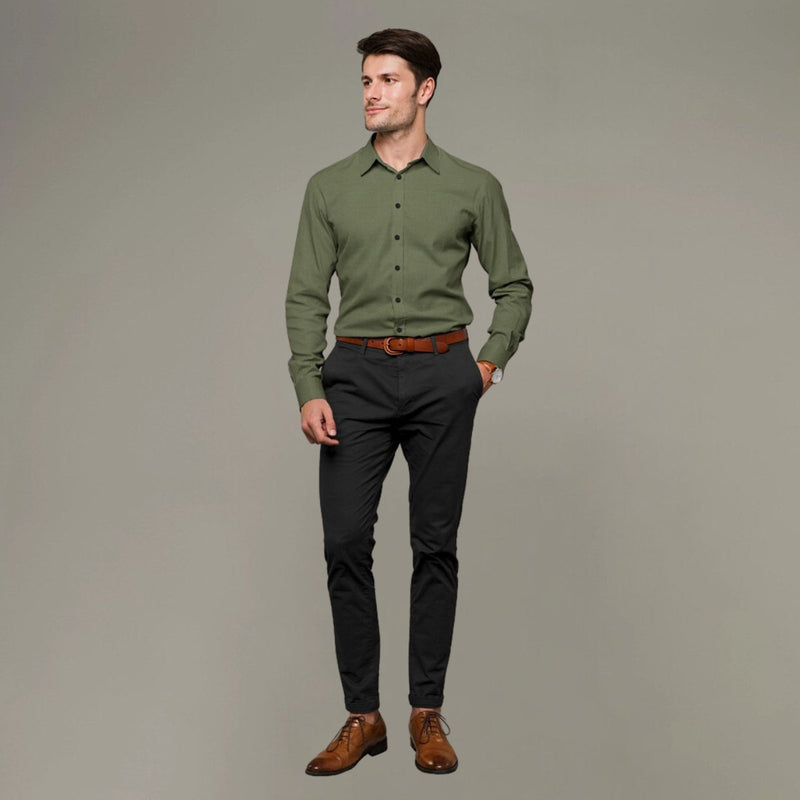 Buy Elegant Hemp Shirt in Olive Green | Shop Verified Sustainable Men Shirt on Brown Living™