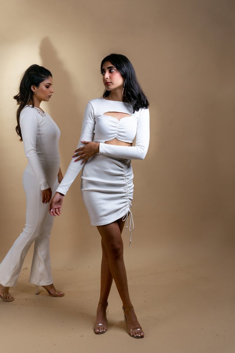 Elena Dress | Cotton Knit Cut - Out Dress | WHITE | Verified Sustainable by Brown Living™