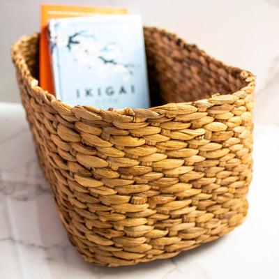 Elliptical Water Hyacinth Basket – Baskets & Boxes on Brown Living™. SKU: SC0109. Img 1.
