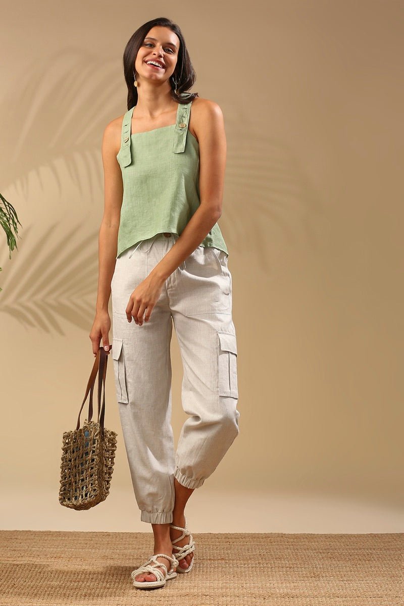 Buy Elm Dungaree Top - Sage Green | Shop Verified Sustainable Products on Brown Living