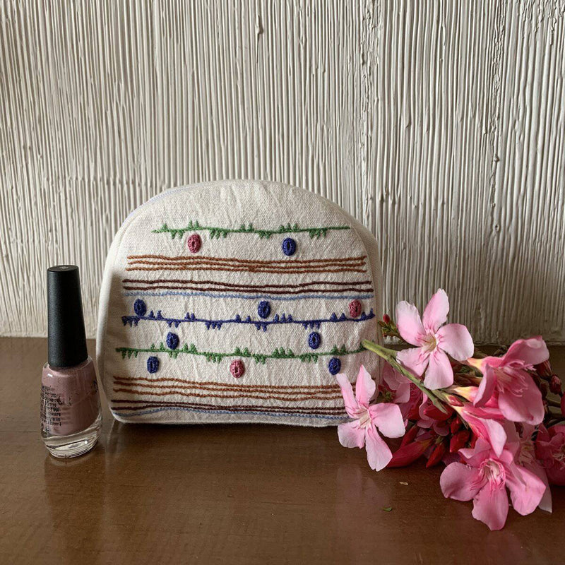 Buy Embroidered Cosmetic Pouch | Shop Verified Sustainable Products on Brown Living