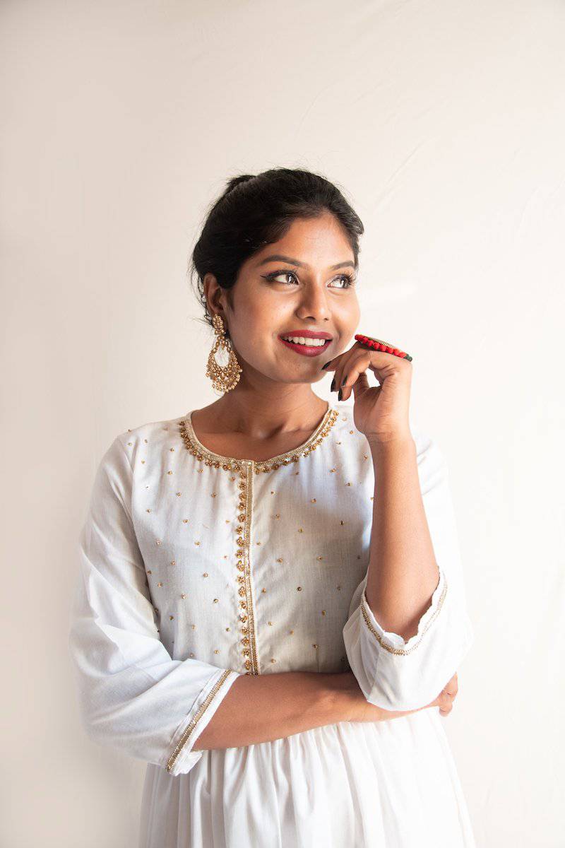 Buy Embroidered Gold on White Kurti | Shop Verified Sustainable Womens Kurta on Brown Living™