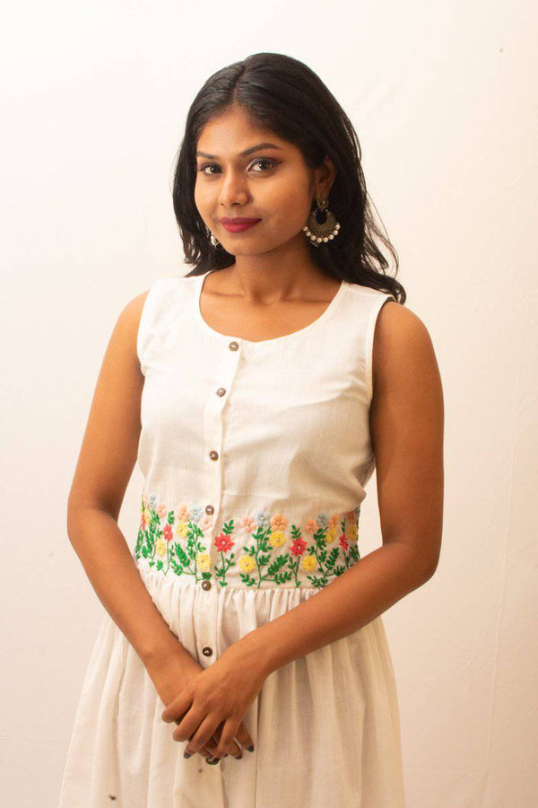 Buy Embroidered Olive floral Dress | Shop Verified Sustainable Products on Brown Living