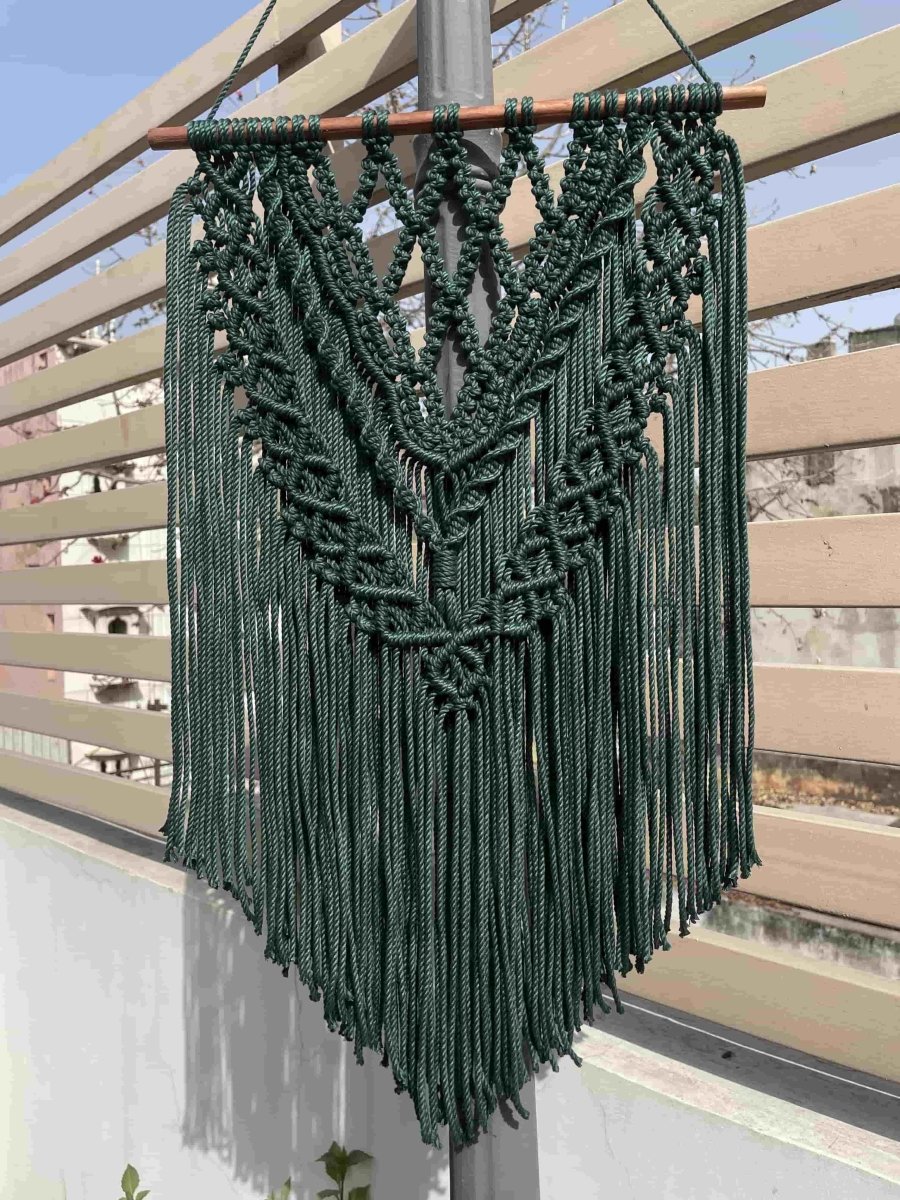 Emerald Green Macrame Cotton Wall Art | Verified Sustainable by Brown Living™