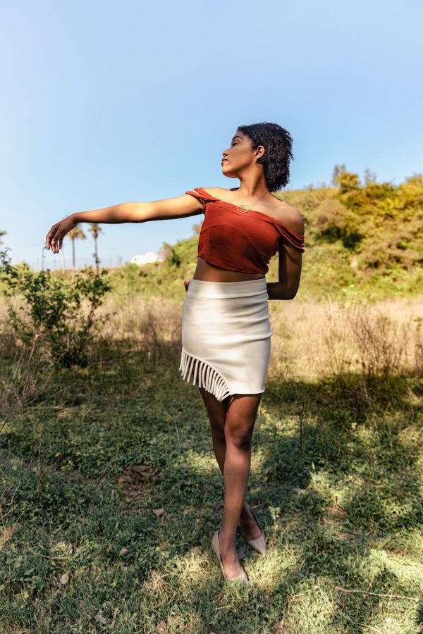 Buy Emilia Top - Cotton Knit Bustier With Straps | Rustic Orange | Shop Verified Sustainable Womens Top on Brown Living™