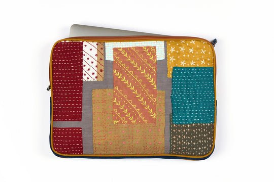 Enchanted Garden Sashiko Laptop Sleeve | Verified Sustainable by Brown Living™