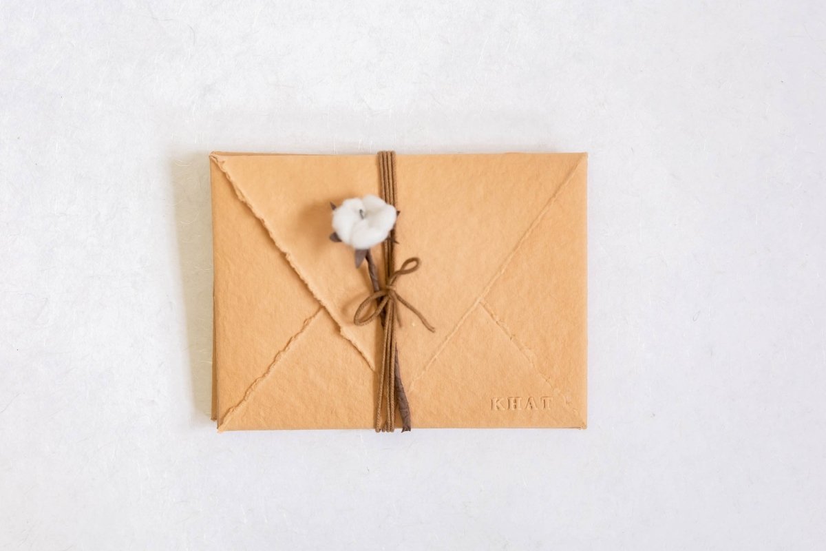 Enfolded In Love - Muddy Brown Handmade Paper Envelopes – Envelopes on Brown Living™. SKU: SR0027. Img 1.