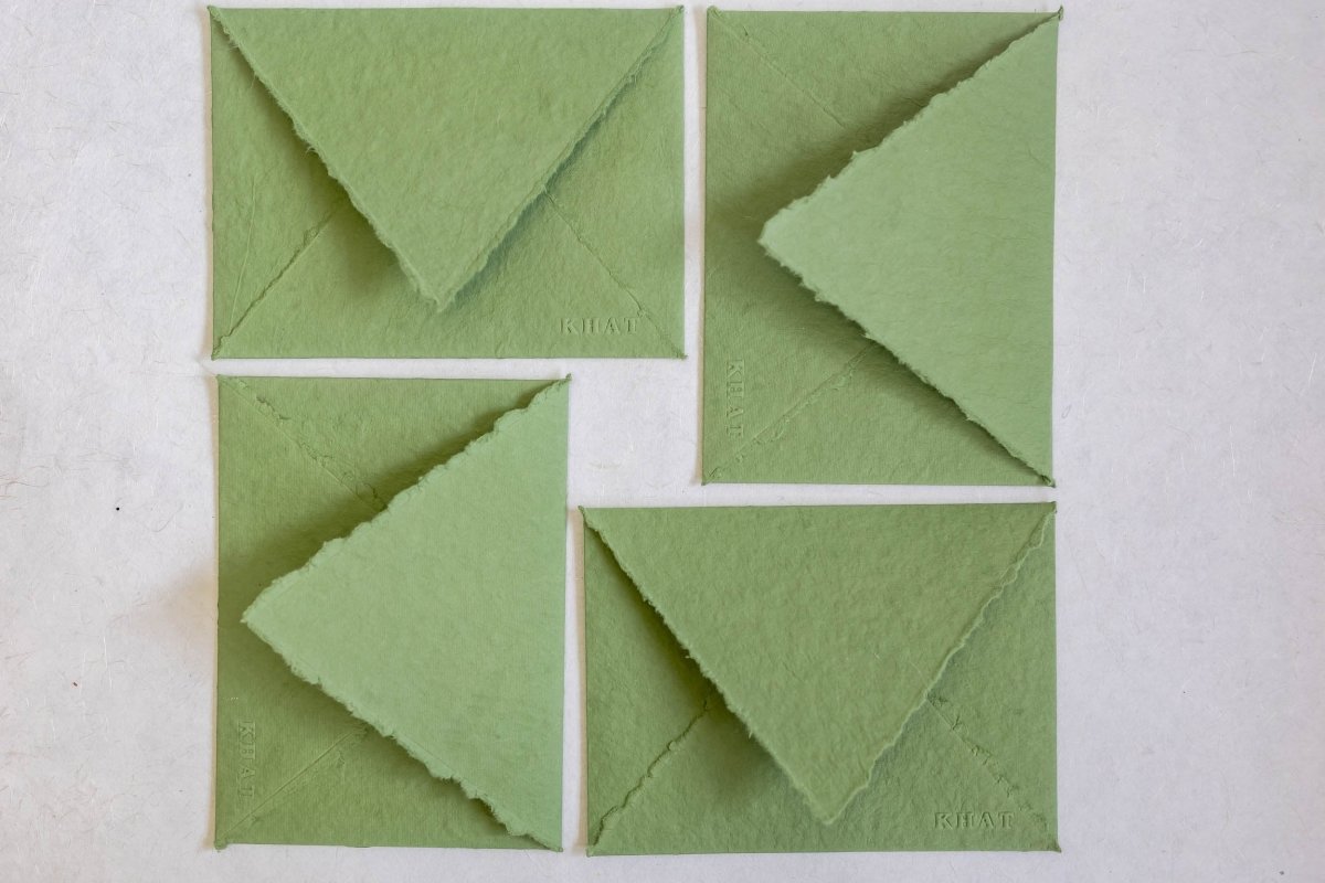 Enfolded In Love - Sage Green - Pack Of 5 Handmade Paper Envelopes – Envelopes on Brown Living™. SKU: 172 - 2907 - 364 - SR0024. Img 3.