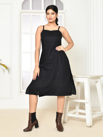 Erica The Little Black Handloom Cotton Dress | Verified Sustainable by Brown Living™