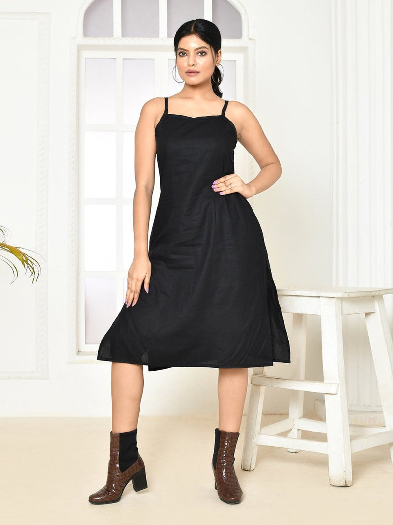 Buy Erica The Little Black Handloom Cotton Dress | Shop Verified Sustainable Womens Dress on Brown Living™