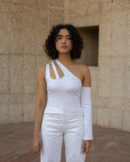 Erika Top - Asymmetrical Top |White | Verified Sustainable by Brown Living™