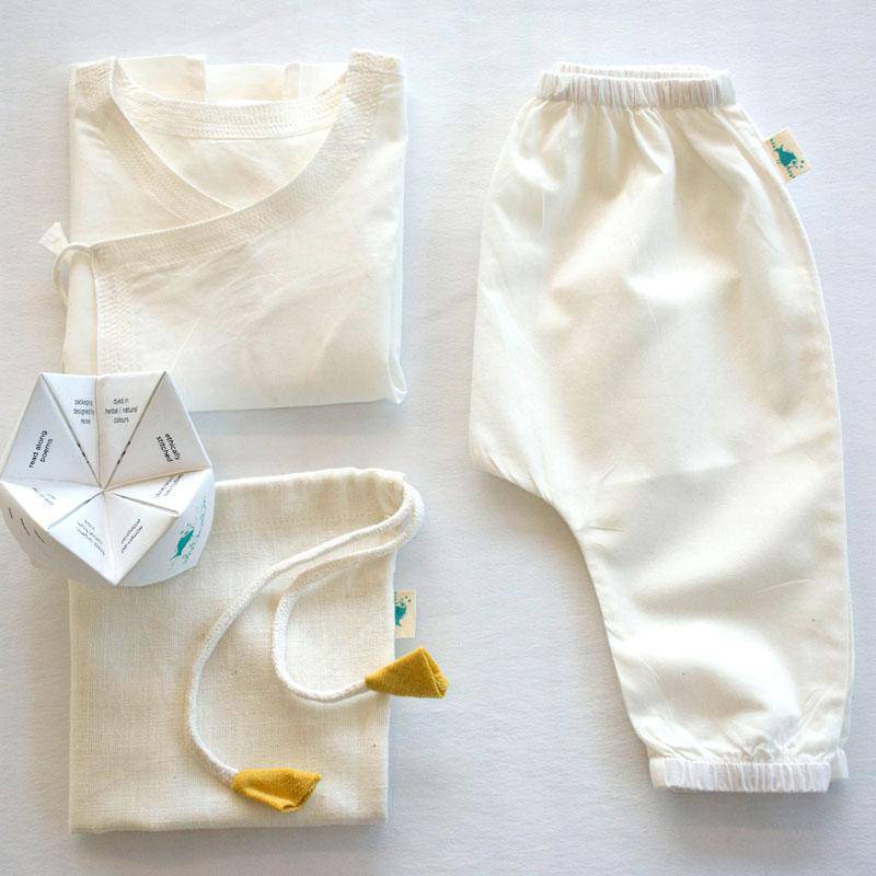 Buy Essential White Angrakha Top with Pants | Shop Verified Sustainable Kids Daywear Sets on Brown Living™