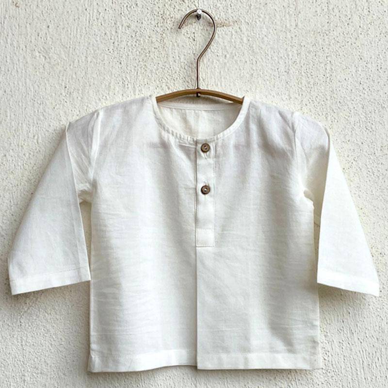 Buy Essential White Kurta with Mint Pants | Shop Verified Sustainable Kids Daywear Sets on Brown Living™