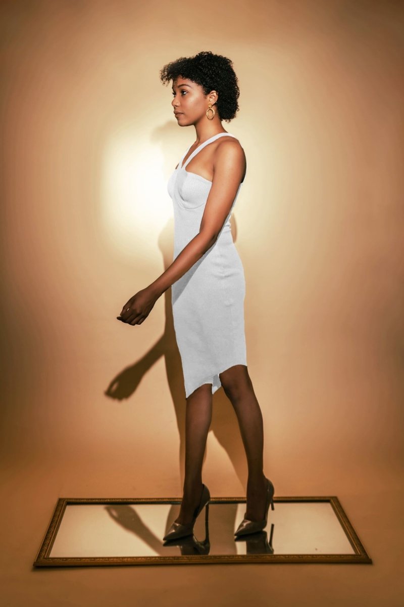 Buy Estela Dress - Asymmetric Cotton Knit Dress (White) | Shop Verified Sustainable Womens Dress on Brown Living™