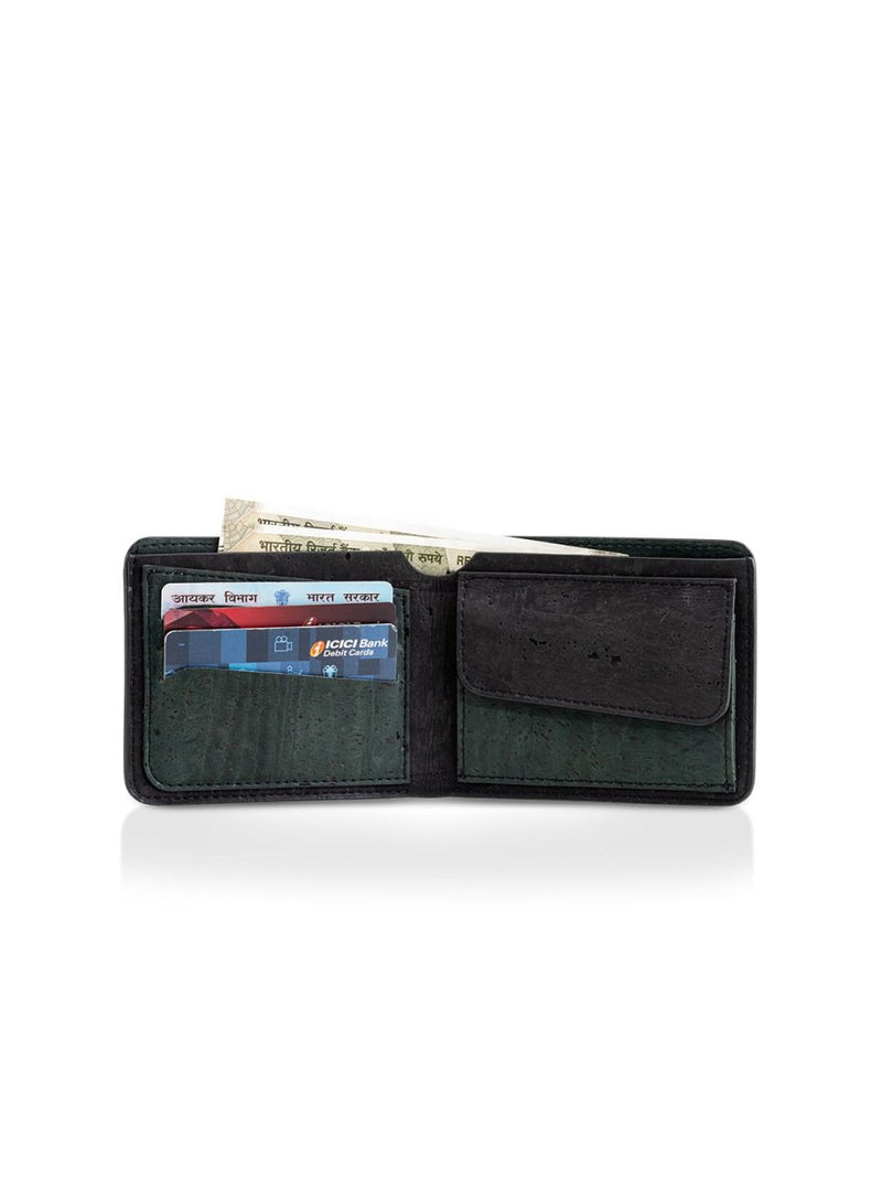 Buy Evaan Men's Bi-Fold Cork Wallet - Sacramento Green | Shop Verified Sustainable Products on Brown Living