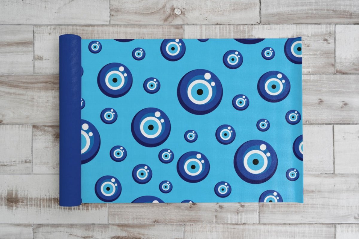 Evil Eye Kids Yoga Mat Blue | Verified Sustainable by Brown Living™