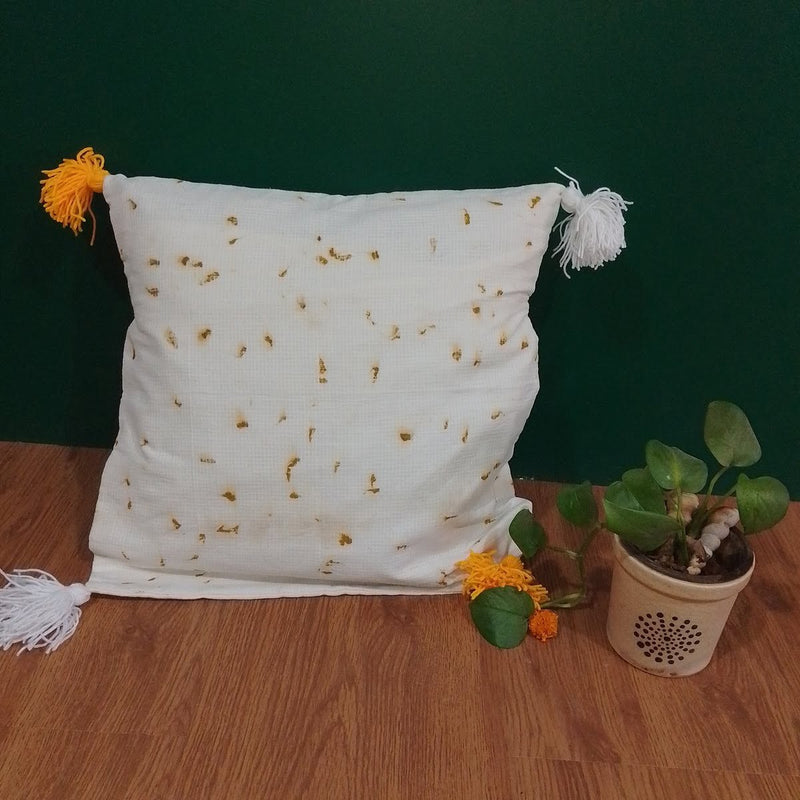 Buy Exclusive Marigold Ecoprints Cushion Covers | Handloom | Set of 2 | Shop Verified Sustainable Covers & Inserts on Brown Living™