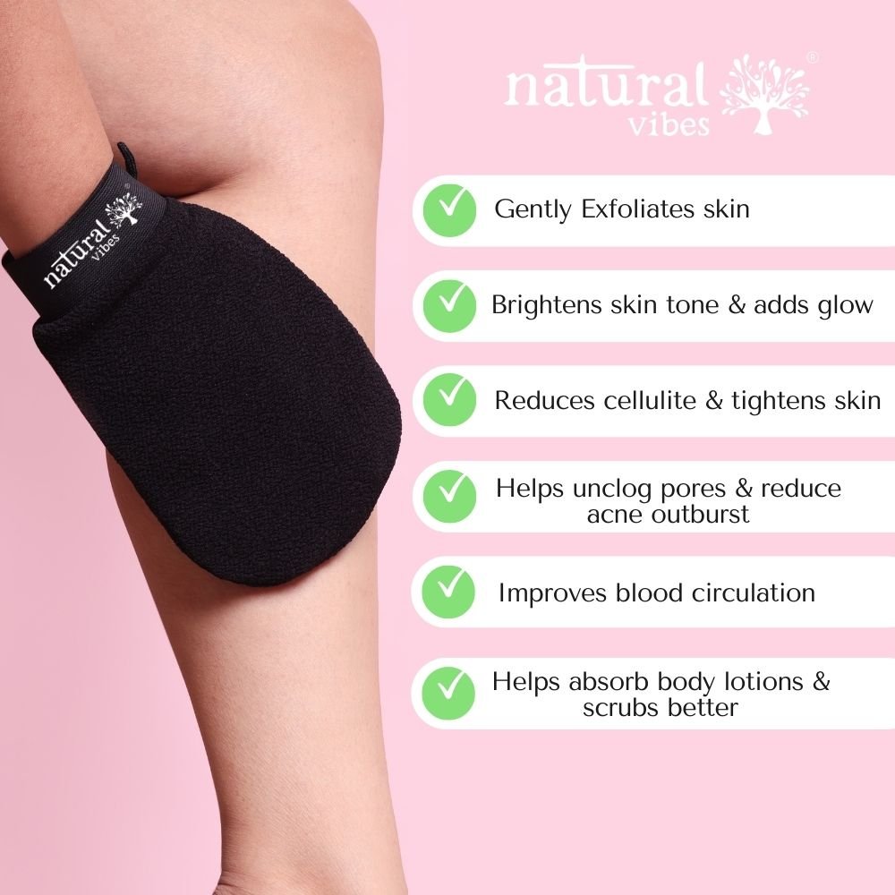 Exfoliating & Scrubbing Glove for Smooth Skin & Cellulite Reduction – Body Scrub by Natural Vibes available on Brown Living™. . SKU: NV_exfoliating_glove. Img 2.