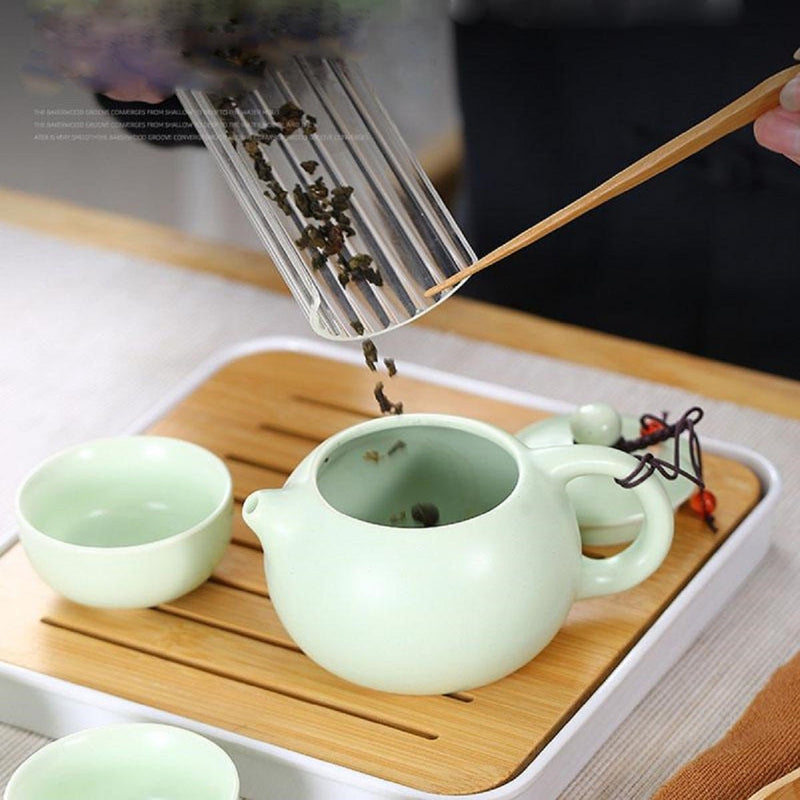 Buy Exquisite Tea Party Set | Sea Green Kettle with 4 Tea Shot Cups | Shop Verified Sustainable Products on Brown Living