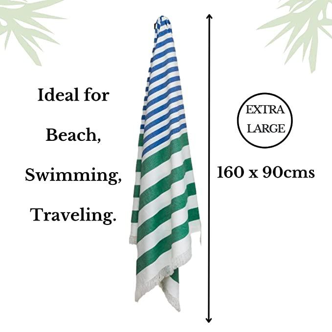 Buy Extra Large Cabana Turkish Towel - Grey, Blue, Green, 2 | Shop Verified Sustainable Products on Brown Living