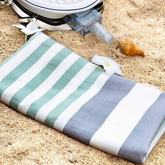 Buy Extra Large Cabana Turkish Towel - Grey, Blue, Green, 2 | Shop Verified Sustainable Products on Brown Living