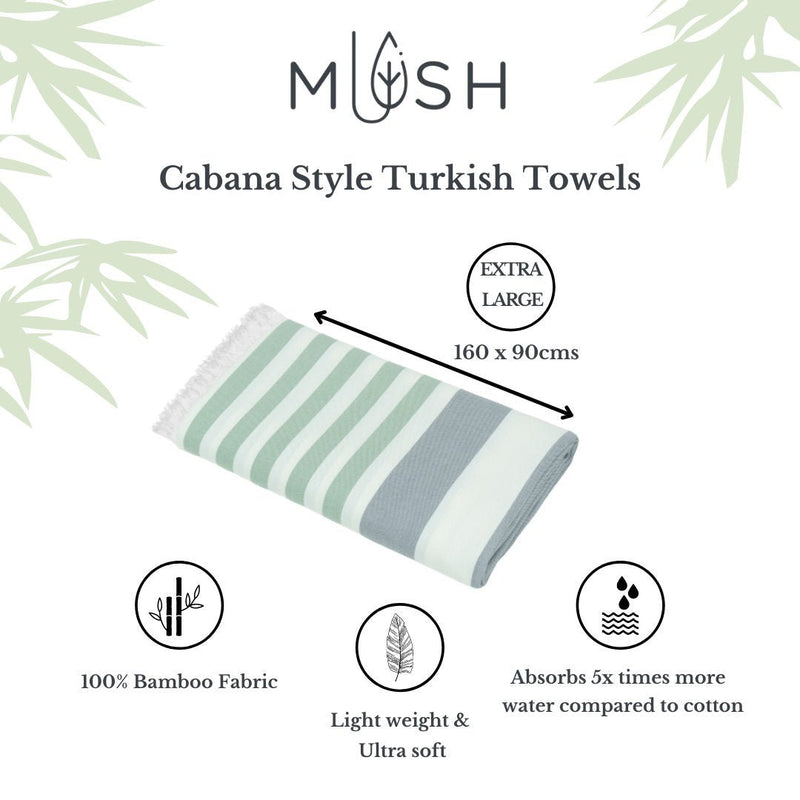 Buy Extra Large Cabana Turkish Towel - Light Green, Grey, 1 | Shop Verified Sustainable Products on Brown Living