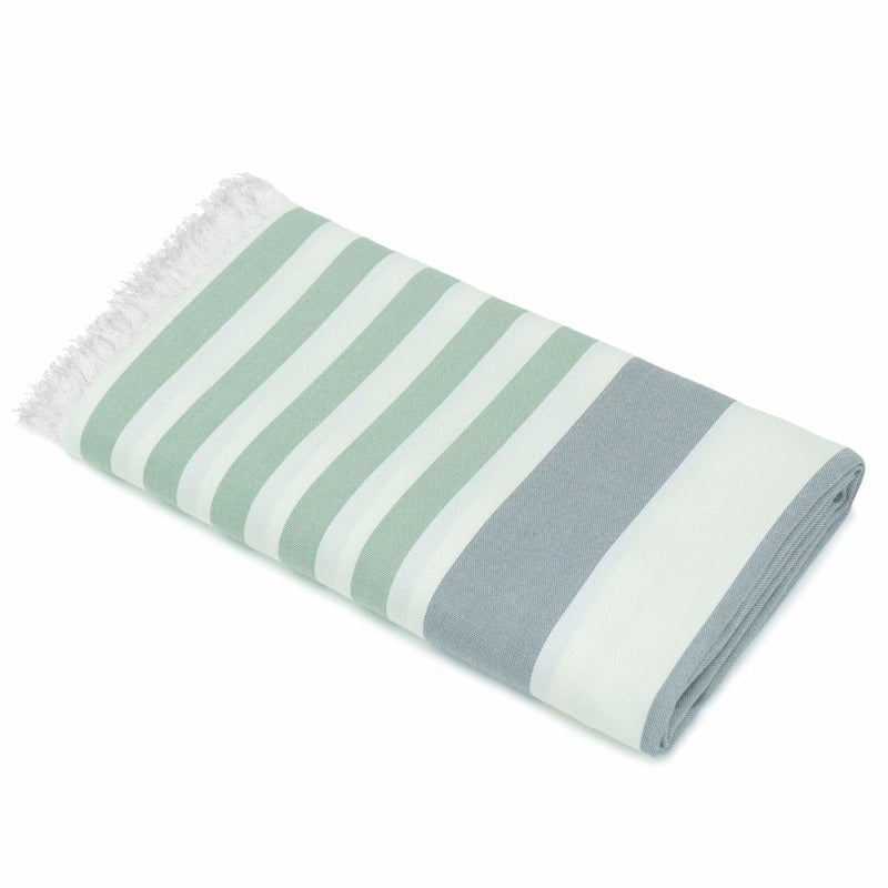 Buy Extra Large Cabana Turkish Towel - Light Green, Grey, 1 | Shop Verified Sustainable Products on Brown Living