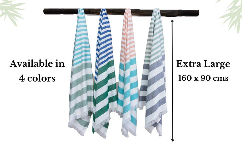 Buy Extra Large Cabana Turkish Towel - Turquoise & Light Green, 1 | Shop Verified Sustainable Products on Brown Living