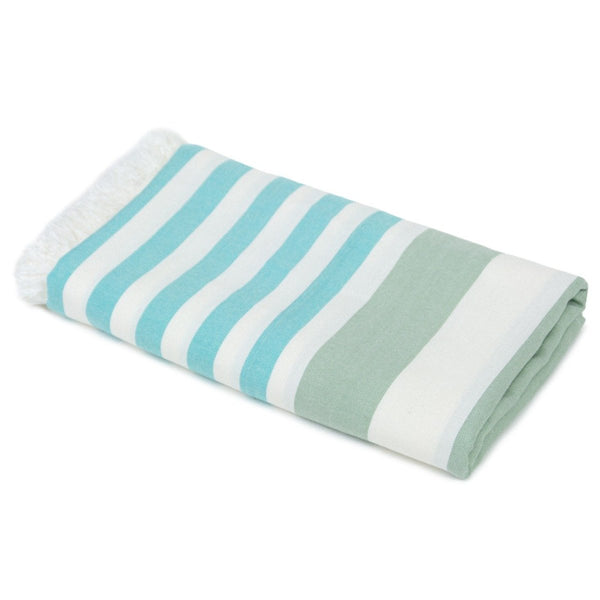 Buy Extra Large Cabana Turkish Towel - Turquoise & Light Green, 1 | Shop Verified Sustainable Bath Linens on Brown Living™