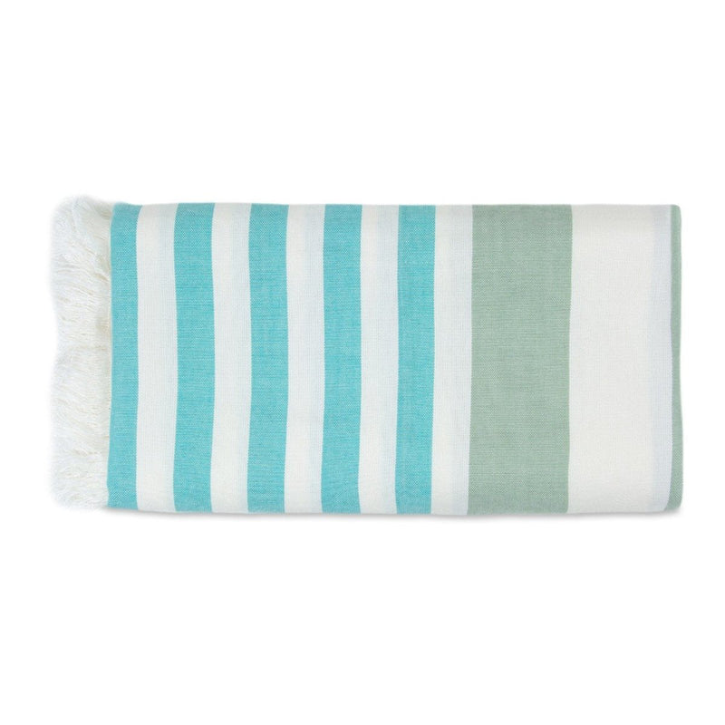 Buy Extra Large Cabana Turkish Towel - Turquoise & Light Green, 1 | Shop Verified Sustainable Products on Brown Living