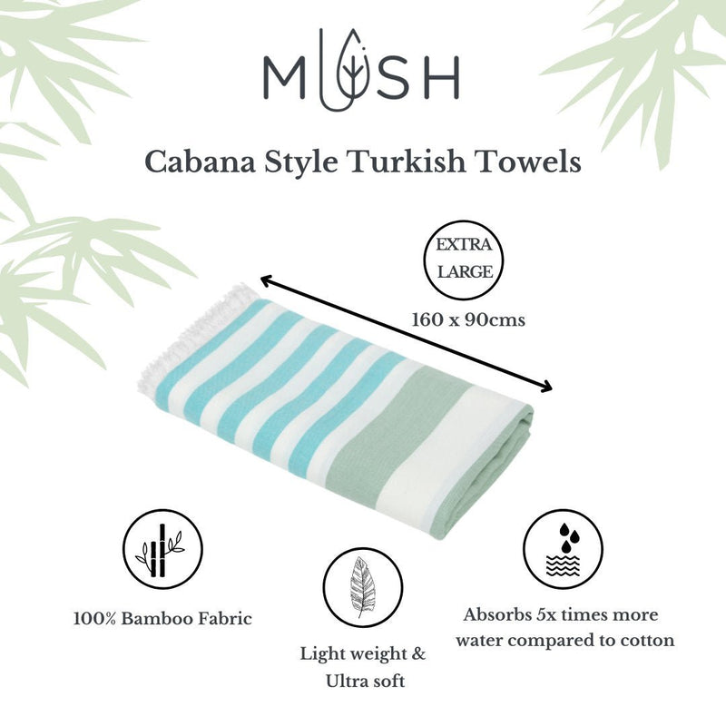 Buy Extra Large Cabana Turkish Towel - Turquoise & Light Green, 1 | Shop Verified Sustainable Products on Brown Living