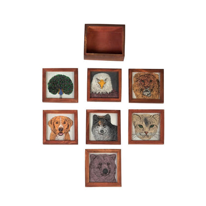 Fab Fauna Coaster Set III Wooden Handicraft | Verified Sustainable by Brown Living™