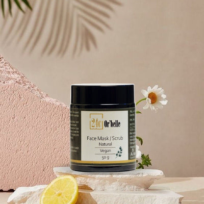 Face Mask Scrub - Pure, Organic Exfoliation – Face Pack on Brown Living™. SKU: SKIE12. Img 1.