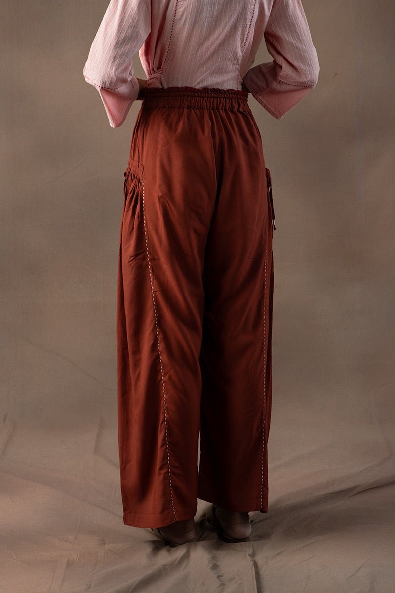 Farah Ruffled Rayon Palazzo Pants | Verified Sustainable Womens Trouser on Brown Living™