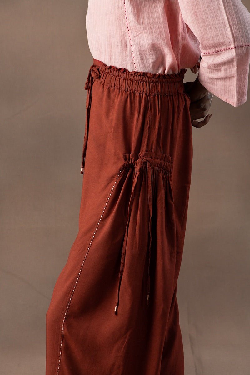 Farah Ruffled Rayon Palazzo Pants | Verified Sustainable Womens Trouser on Brown Living™