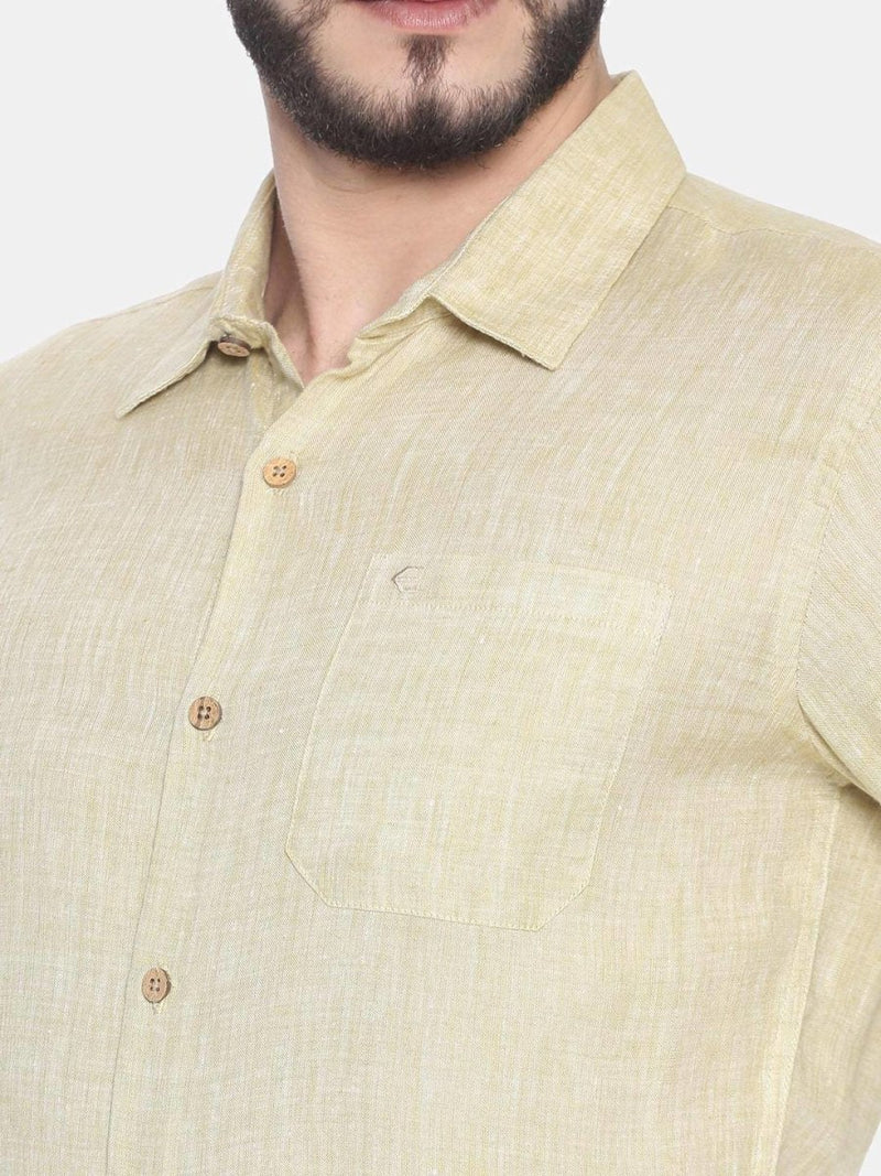 Buy Fawn Colour Slim Fit Hemp Formal Shirt | Shop Verified Sustainable Products on Brown Living
