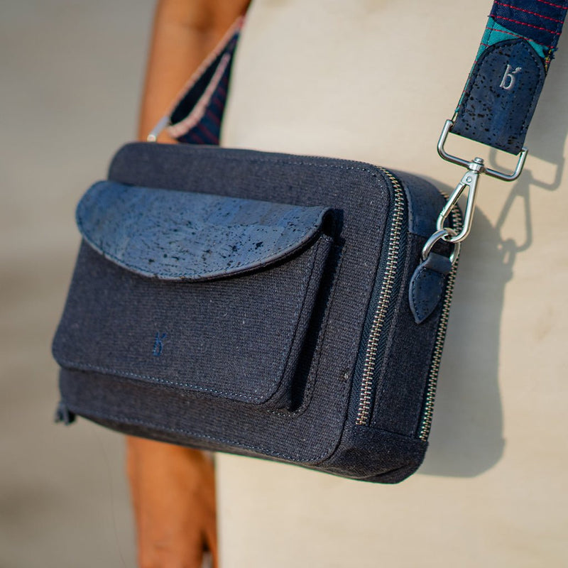 Fay Cork Crossbody - Denim and Blue | Verified Sustainable Sling bag on Brown Living™