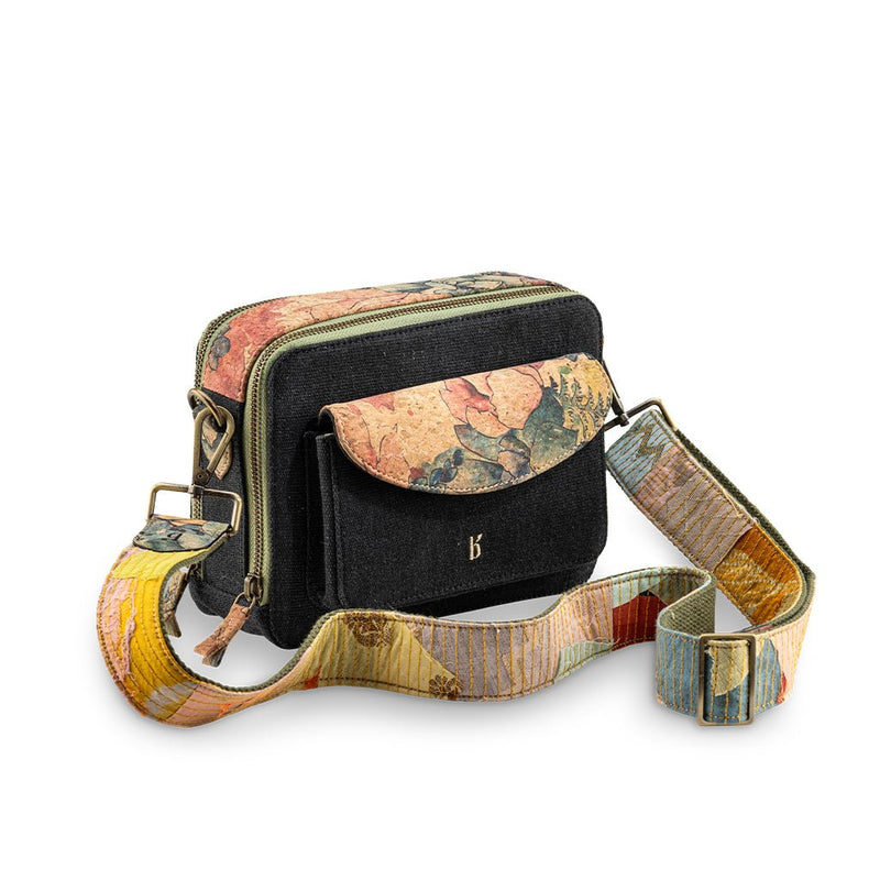 Fay Cork Crossbody - Floral and Black | Verified Sustainable Womens Bag on Brown Living™