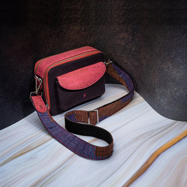 Fay Cork Crossbody - Pink and Purple | Verified Sustainable Sling bag on Brown Living™
